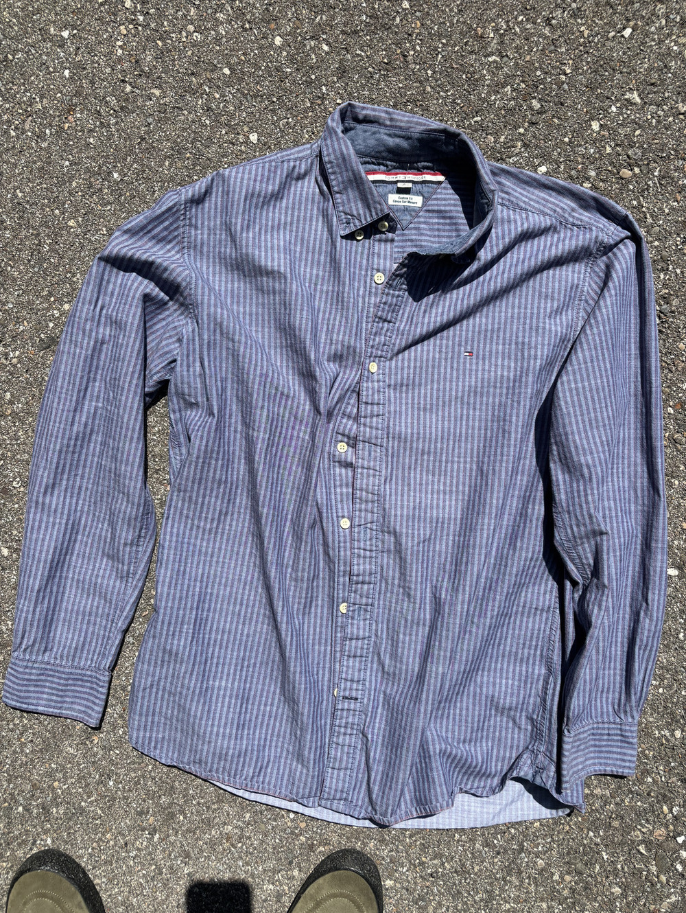 Tommy Hilfiger blue striped button-down shirt